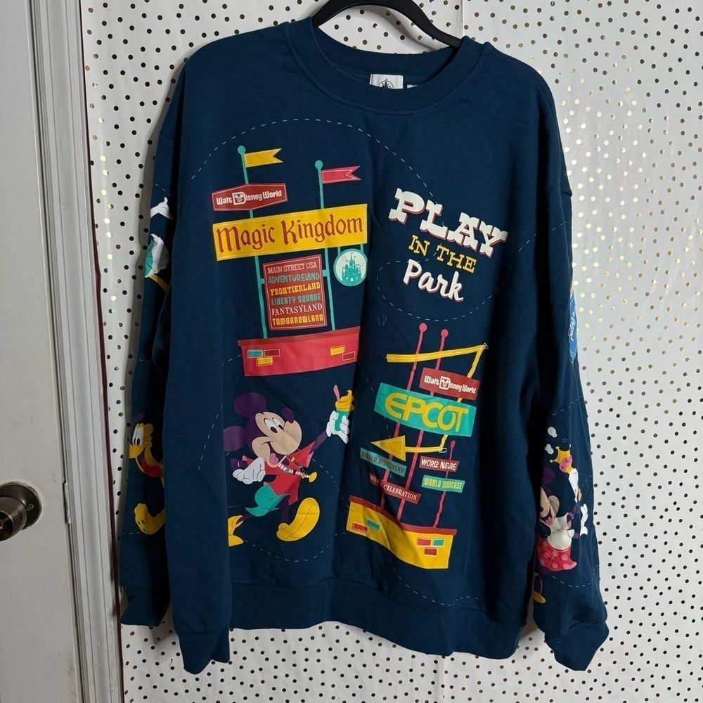 Disney Blue Crewneck Sweater with Vibrant Graphics